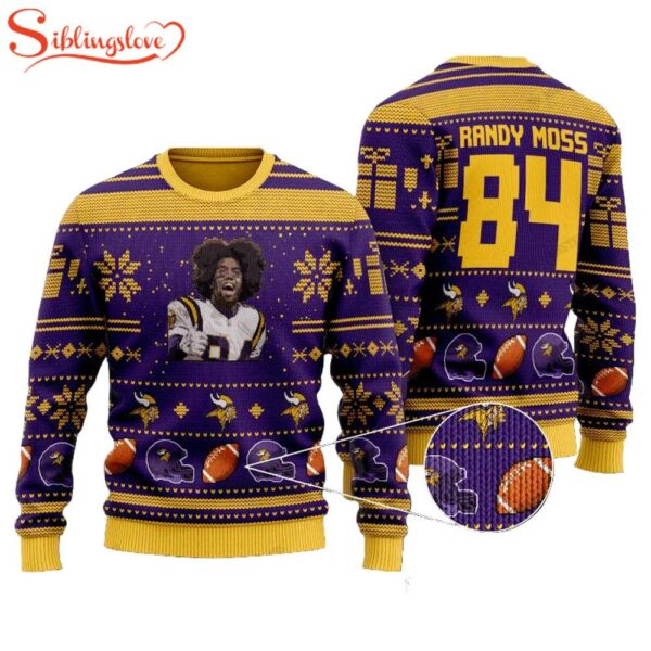 Randy Moss 84 Minnesota Vikings Ugly Christmas Sweater