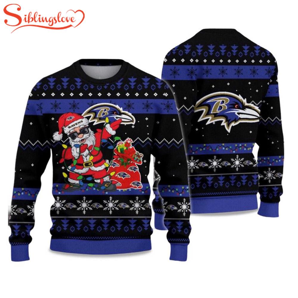 Ravens Santa Claus Ugly Christmas Sweater Ravens Santa Claus Ugly Christmas Sweater