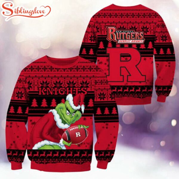 Rutgers Scarlet Knights NCAA Grinch Ugly Christmas Sweater