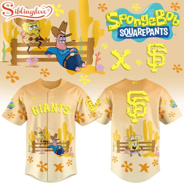 San Francisco Giants MLB x Spongebob Squarepants Cartoon Baseball Jersey Shirt