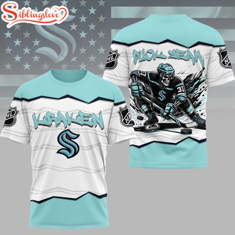 Seattle Kraken NHL Puck Yeah 3D T-Shirt 1 Seattle Kraken NHL Puck Yeah 3D T-Shirt
