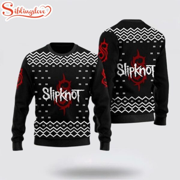 Slipknot Band Signature White Logo Xmas Ugly Christmas Sweater