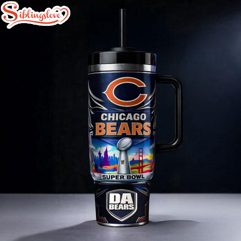 Super Bowl LX Chicago Bears Tumbler 40oz With Handle 1 Super Bowl LX Chicago Bears Tumbler 40oz With Handle