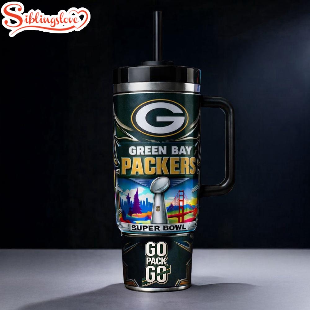 Super Bowl LX Green Bay Packers Tumbler 40oz With Handle 1 Super Bowl LX Green Bay Packers Tumbler 40oz With Handle