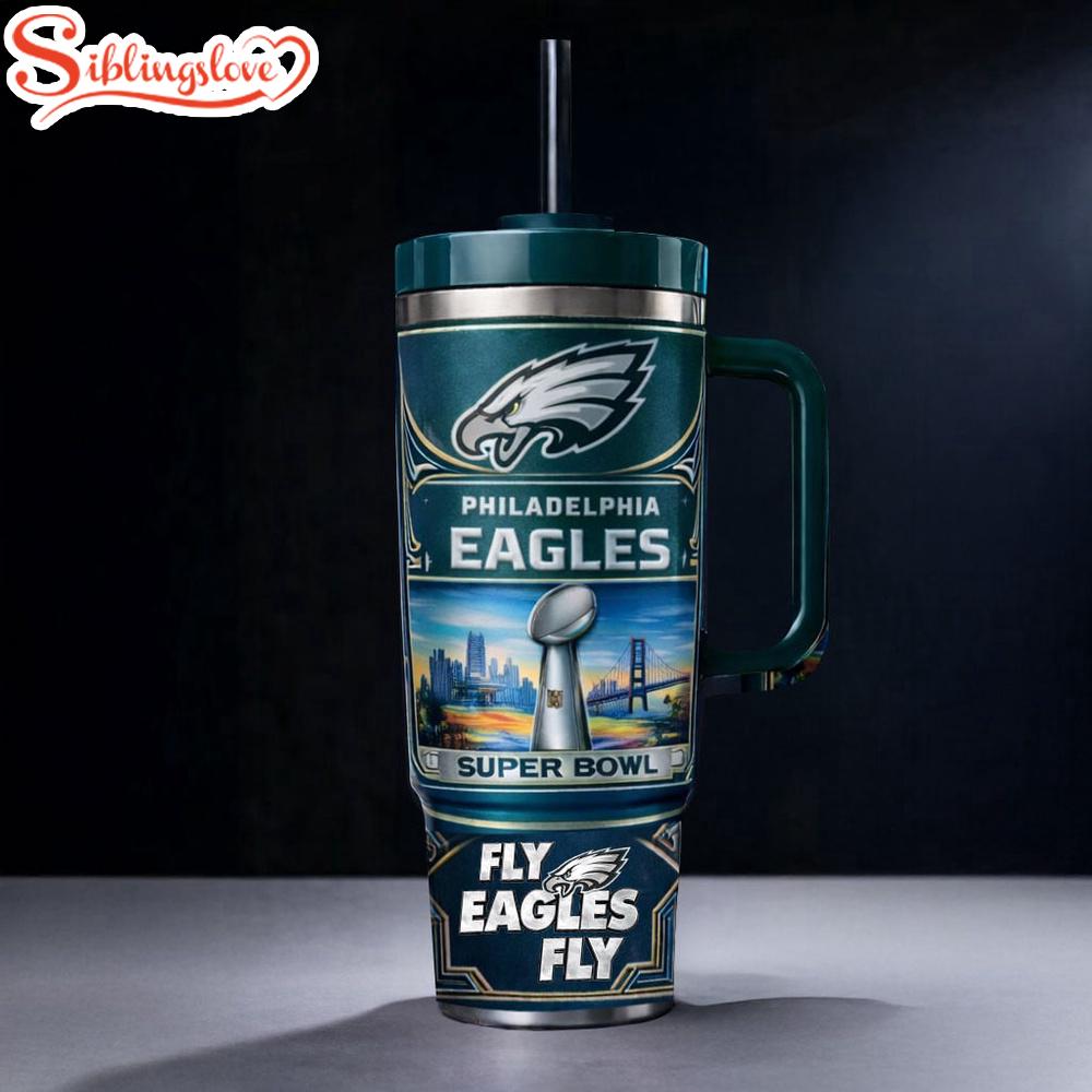 Super Bowl LX Philadelphia Eagles Tumbler 40oz With Handle 1 Super Bowl LX Philadelphia Eagles Tumbler 40oz With Handle