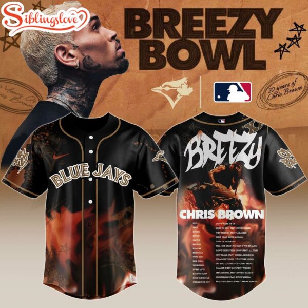 T B Jays X Chris Brown Breezy Bowl Xx Stadium World Tour 2025 Baseball Jersey Shirt