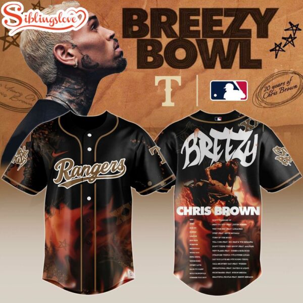 T Rangers X Chris Brown Breezy Bowl Xx Stadium World Tour 2025 Baseball Jersey Shirt