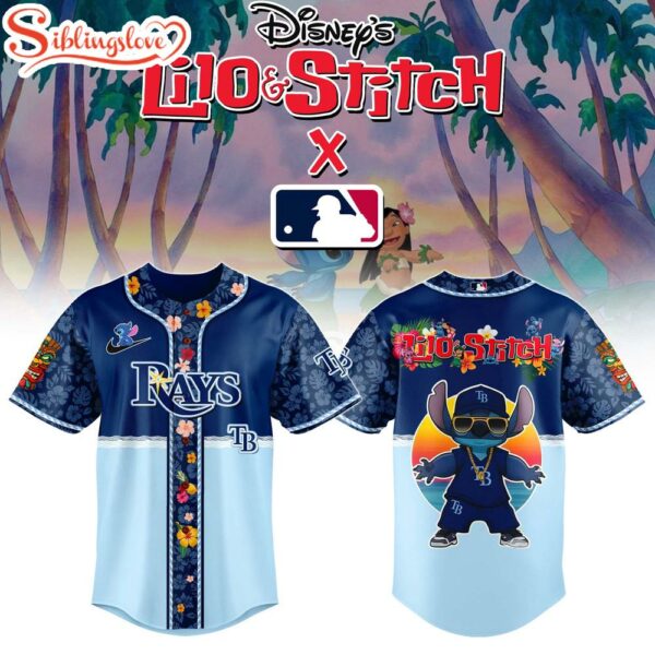 Tampa Bay Rays MLB x Lilo & Stitch Cute Baseball Jersey Shirt