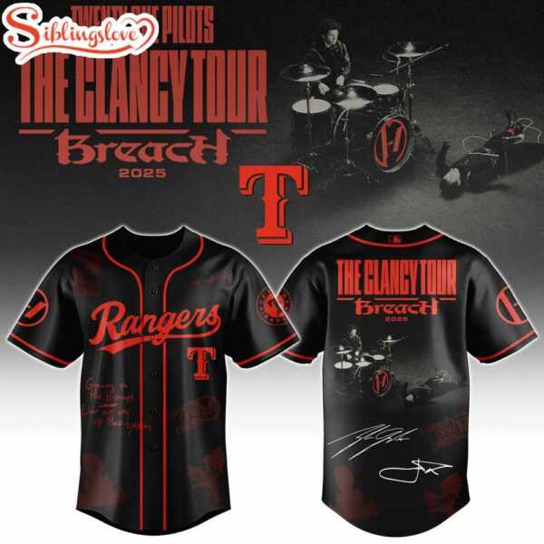 Texas Rangers MLB x Twenty One Pilots The Clancy World Tour Baseball Jersey Shirt