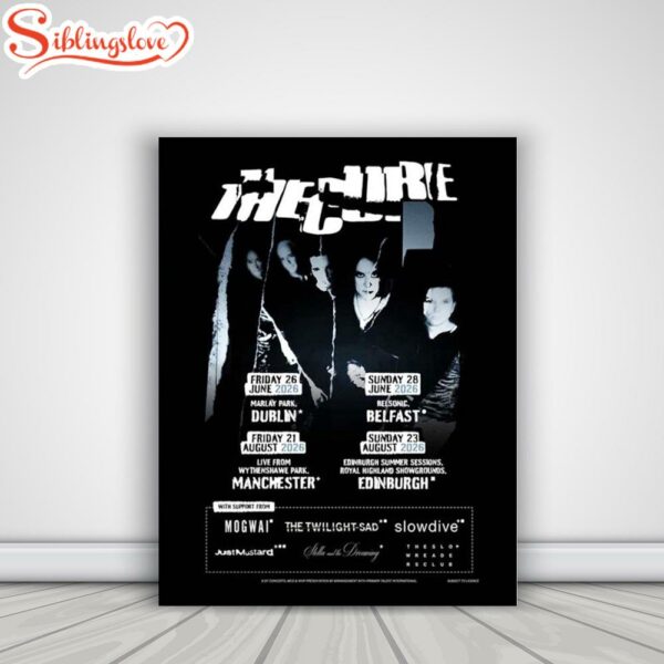 The Cure 2026 UK And Ireland Summer Shows Tour Poster Canvas