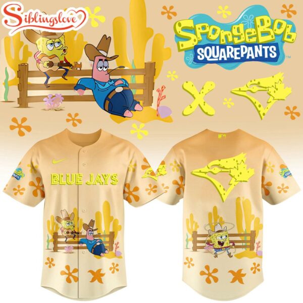 Toronto Blue Jays MLB x Spongebob Squarepants Cartoon Baseball Jersey Shirt
