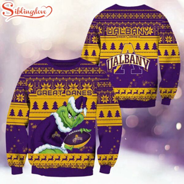 UAlbany Great Danes NCAA Grinch Ugly Christmas Sweater