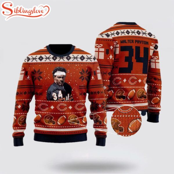 Walter Payton 34 Chicago Bears Ugly Christmas Sweater