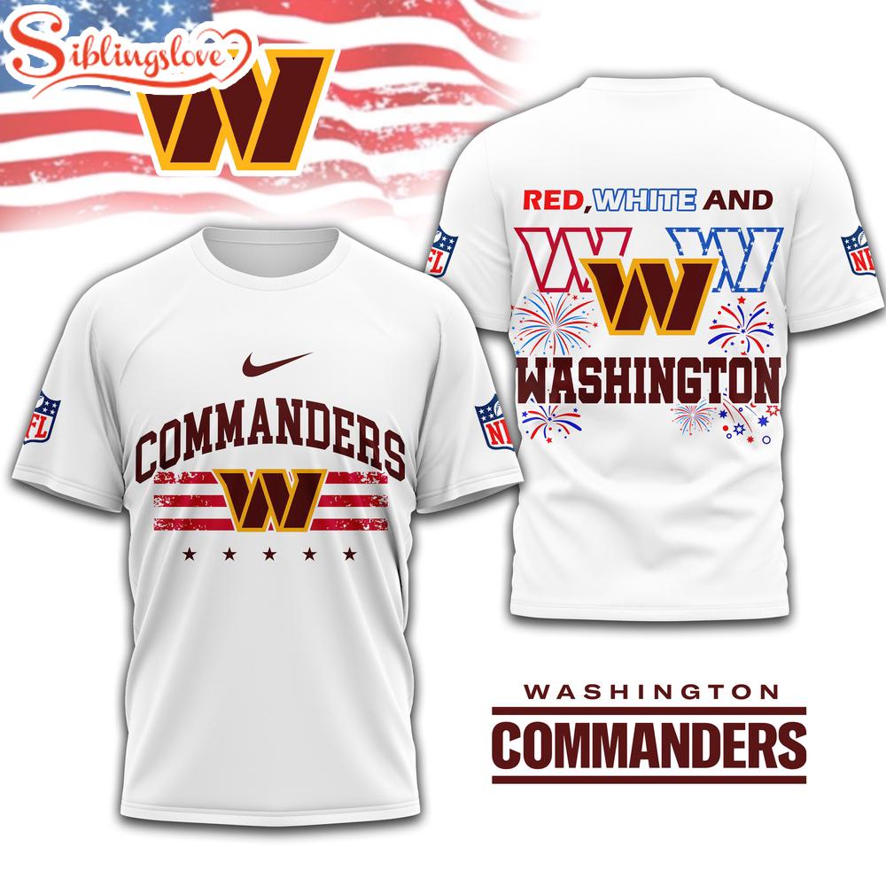 Washington Commanders 4th Of July 3D T-Shirt For Fans 1 Washington Commanders 4th Of July 3D T-Shirt For Fans
