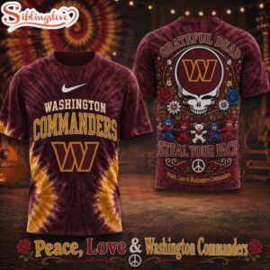 Washington Commanders NFL Peace Love Greateful 3D T-Shirt