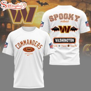 Washington Commanders NFL Spooky Vibes Halloween All Over Print T-Shirt