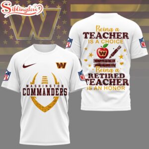 Washington Commanders NFL Teacher Honor 3D T-Shirt
